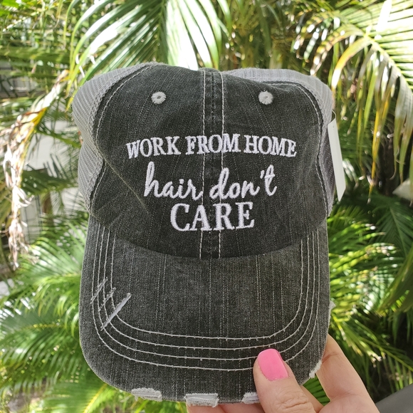 Accessories - NEW Grey Distressed Work From Home Hair Hat